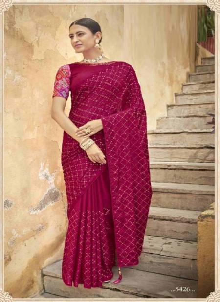 Dark Pink Colour Cocktail Vol 3 Shubhkala New Latest Designer Ethnic Wear Chinon Saree Collection 5426